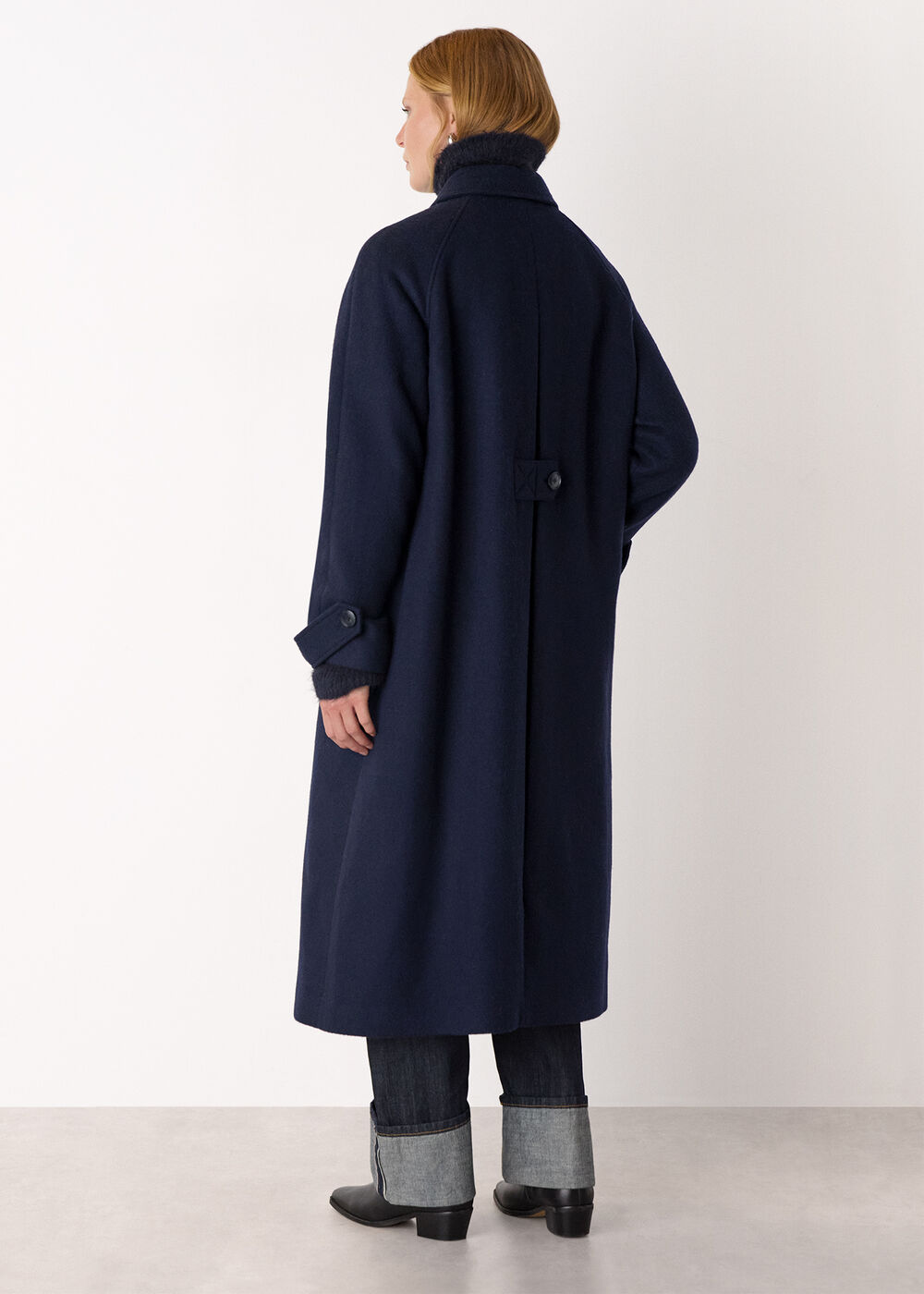 Collar Detail Long Wool Coat